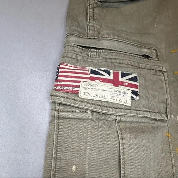 Ralph Lauren Denim & Supply Military Cargo Pants Paint Splatter Mens 30x30 Green